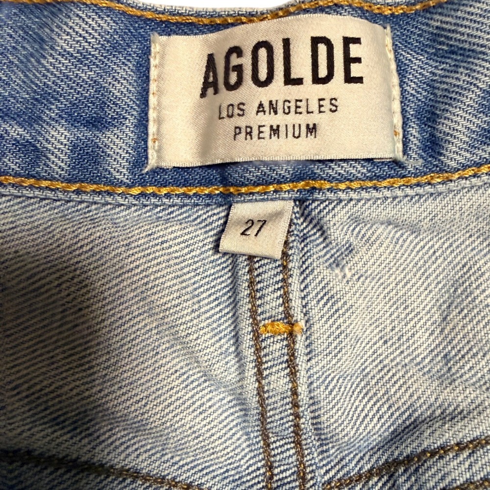 Agolde Parker Vintage Cut Off Shorts Light Indigo Distressed Denim Size 27 - Picture 7 of 10